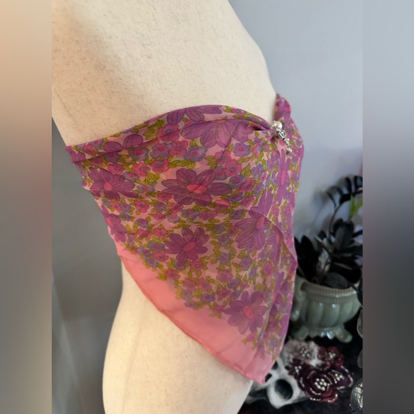 1960’s VINTAGE SCARF!! purple hippie flower motif - Picture 7 of 14